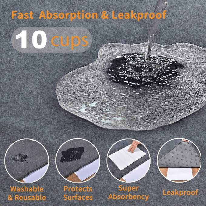 loobani 2 packs extra large reusable dog mat for floor, non-slip washable pee pads for dogs, gray, 36x48 inches