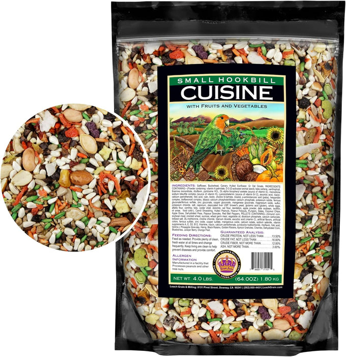 Small Hookbill Cuisine, 4 Lbs Premium Birdseed for Parrot Food, Supports Daily Energy and Digestive Health