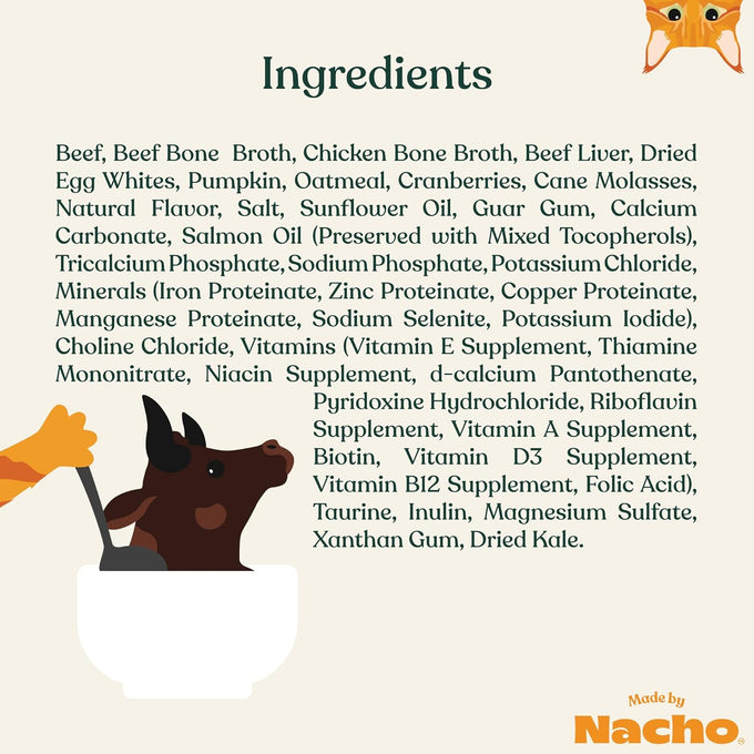 Made by Nacho Grass-Fed Grain-Finished Minced Beef Wet Cat Food in Bone Broth 10 Pack