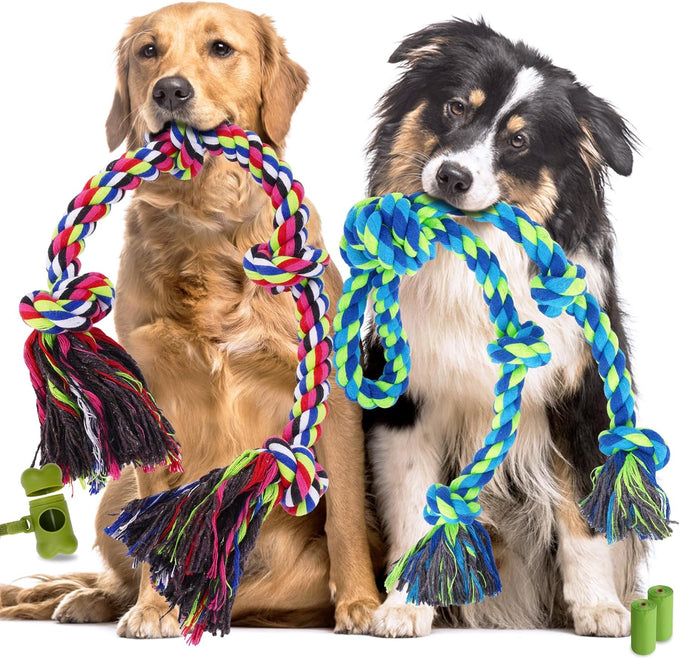 tough dog rope toys for aggressive chewers, durable tug of war dog toys, 5 pack including ropes and supplies