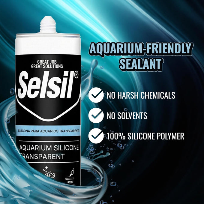 Selsil aquarium silicone sealant, transparent 10.14 fl oz, high elasticity, safe for fish, solvent-free, ozone-resistant, 1 pack