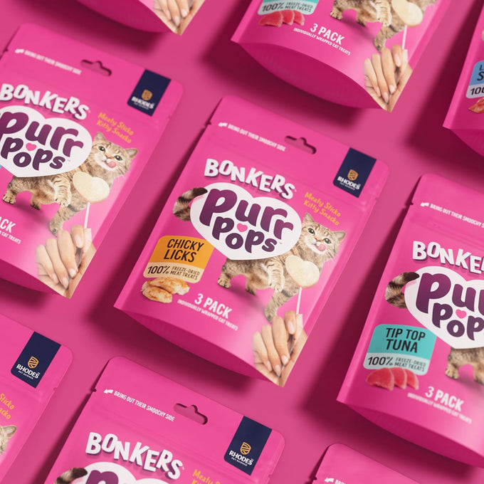 Bonkers Purrpops Freeze-Dried Chicken Flavored Lollipop Treats for Cats, 15 Pack