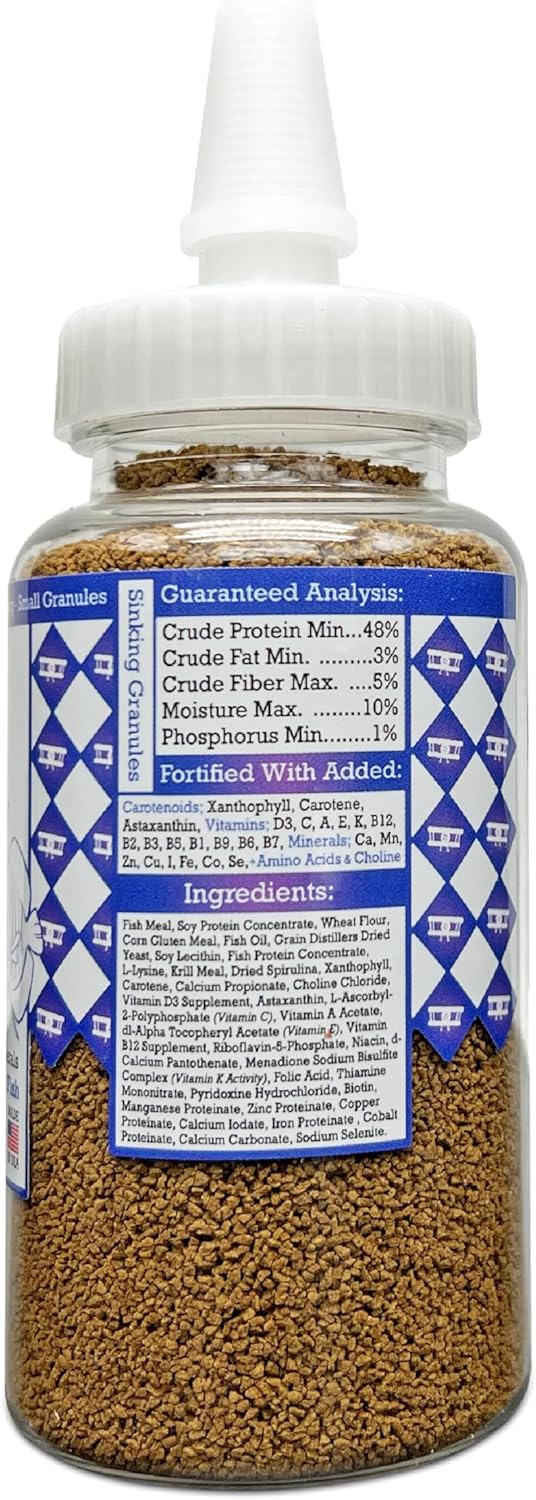 Aquatic Provisions Small Granules Fish Food, High Protein, Slow Sinking, Tropical Community Fish, Made in USA, 3.17 oz