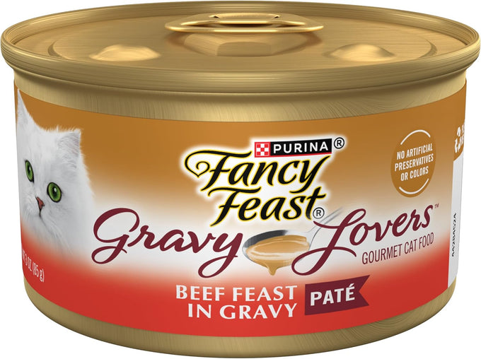 Purina Fancy Feast Gravy Lovers Beef Feast Pate 3 oz Cans - Pack of 24 Wet Cat Food