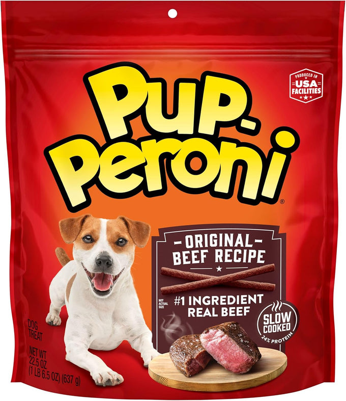 Pup-Peroni original beef recipe dog treats, tender texture, rich meaty taste, 22.5 oz bag