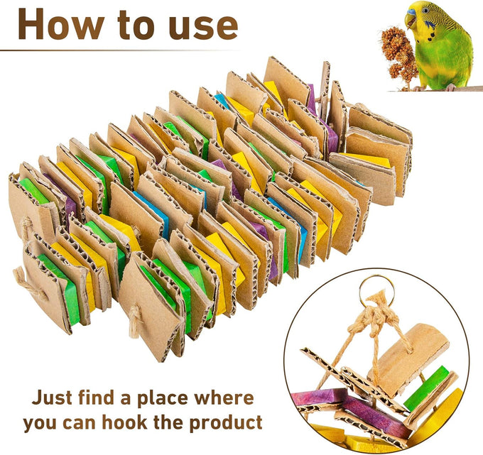 Myfamirea parrot toys for medium birds, natural wooden chew toys for African Greys, cockatoos, and macaws