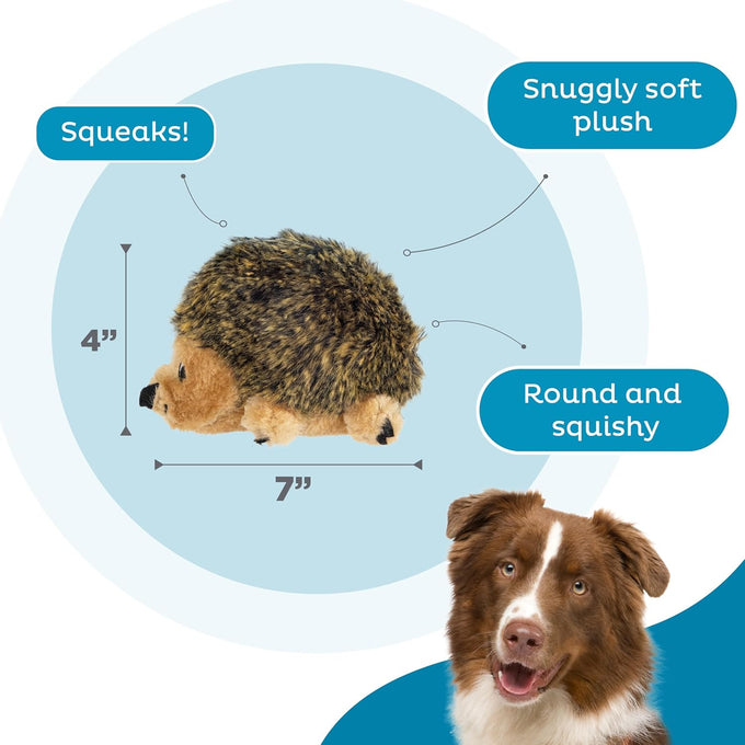 Outward Hound Hedgehogz Soft Plush Hedgehog Squeaks Dog Toy 6" x 4" x 4.5" available in multiple sizes