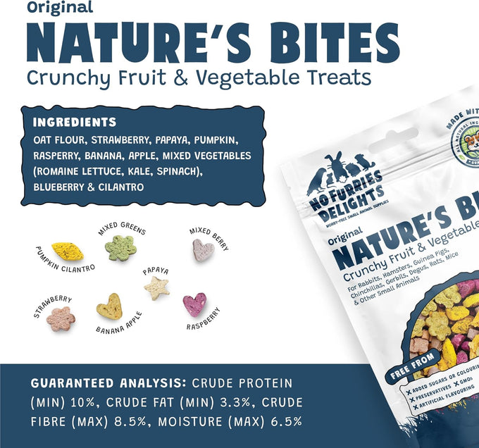 Treats 100% All Natural Mini Bites for Small Animals Variety Pack 50g 7 Delicious Flavors