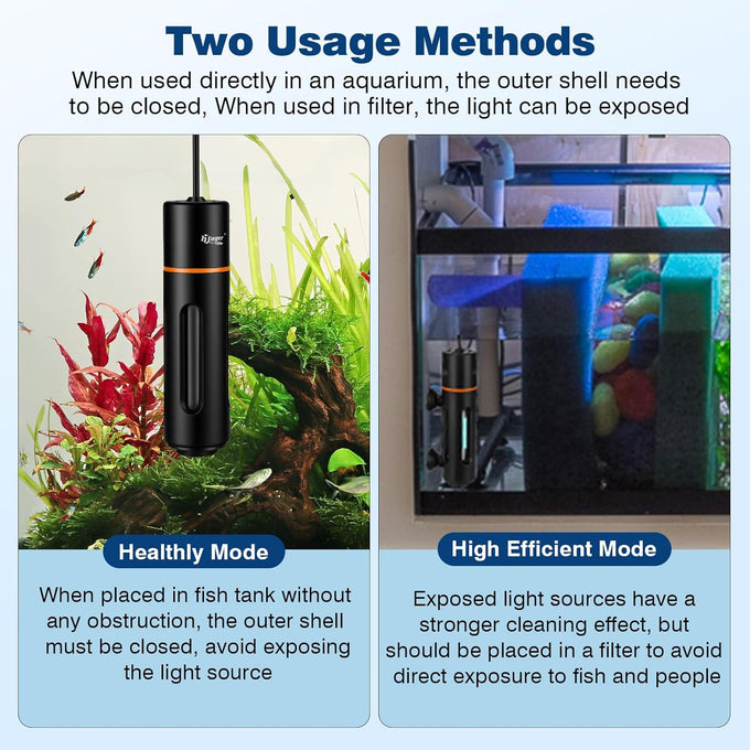 hygger 11w aquarium u-v light with timer for green water & algae, suitable for 60-180 gal freshwater & saltwater fish tanks