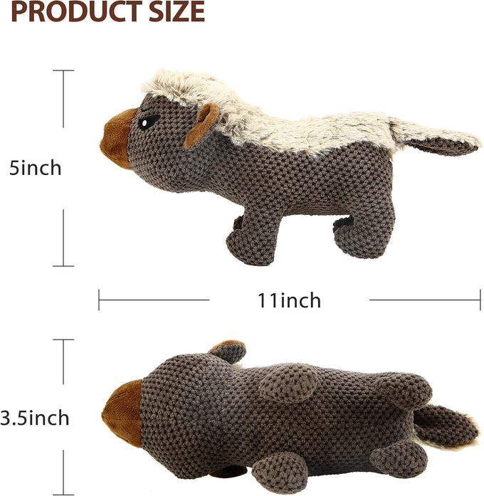 IOKHEIRA Dog Plush Toys for Aggressive Chewers, Grey, Medium and Large Breed