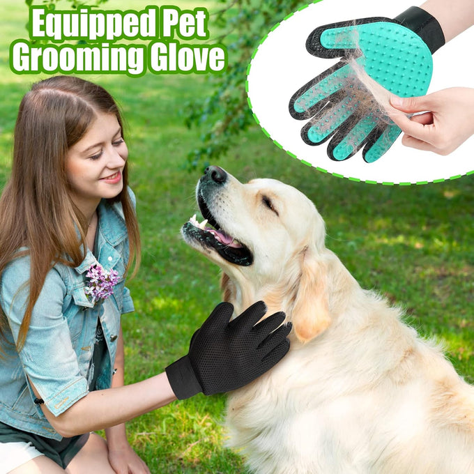 Upgraded 8-in-1 Zinc Alloy Dog Wash Hose Nozzle with 100cc Soap Dispenser and Pet Grooming Glove