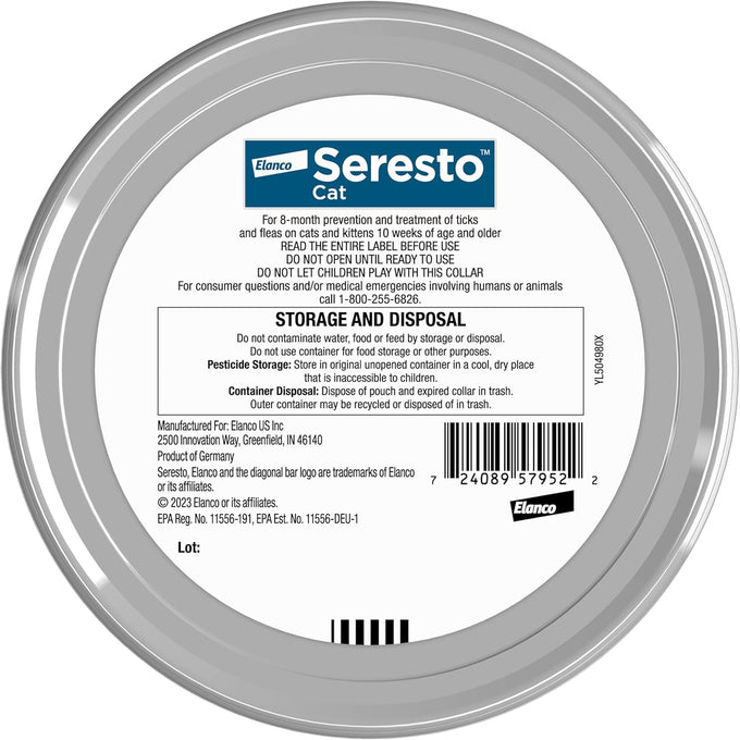 Seresto cat vet-recommended flea tick treatment prevention collar 8 months protection for cats
