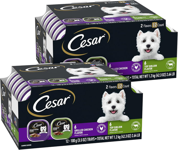 Cesar Wet Dog Food Variety Pack, Breakfast & Dinner Flavors, 3.5 oz Trays