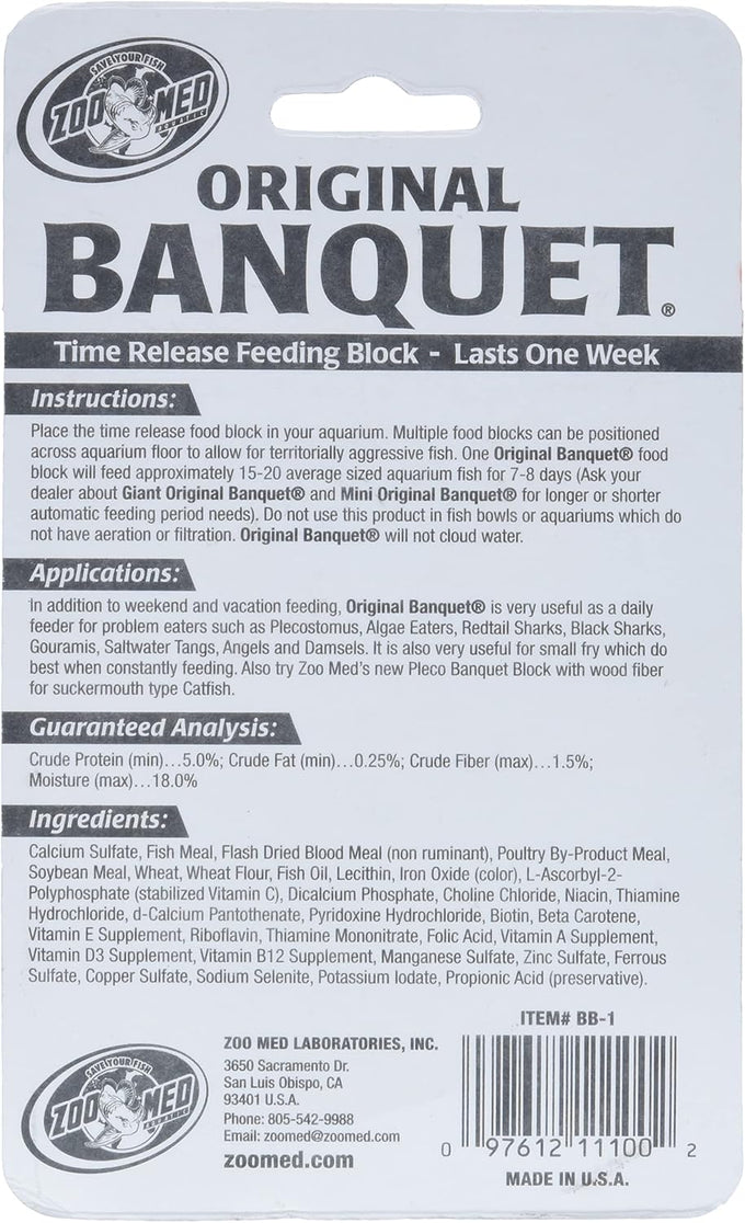 Zoo Med Original Banquet Feeding Block for Bottom Feeders, 0.45-Ounce Size, Made in USA