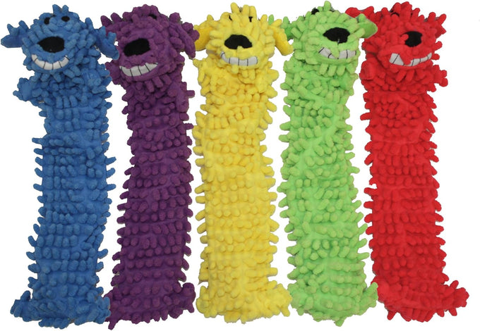 Multipet Original Loofa Dog Plush Toy, 12" extra soft plush squeaky toy for all dogs, random color surprise