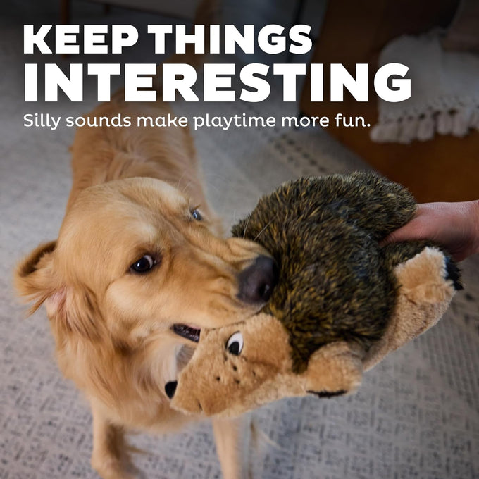 Outward Hound Hedgehogz Stuffed Dog Toy Soft Plush Large 12" x 6" x 7" Grunts Squeaks
