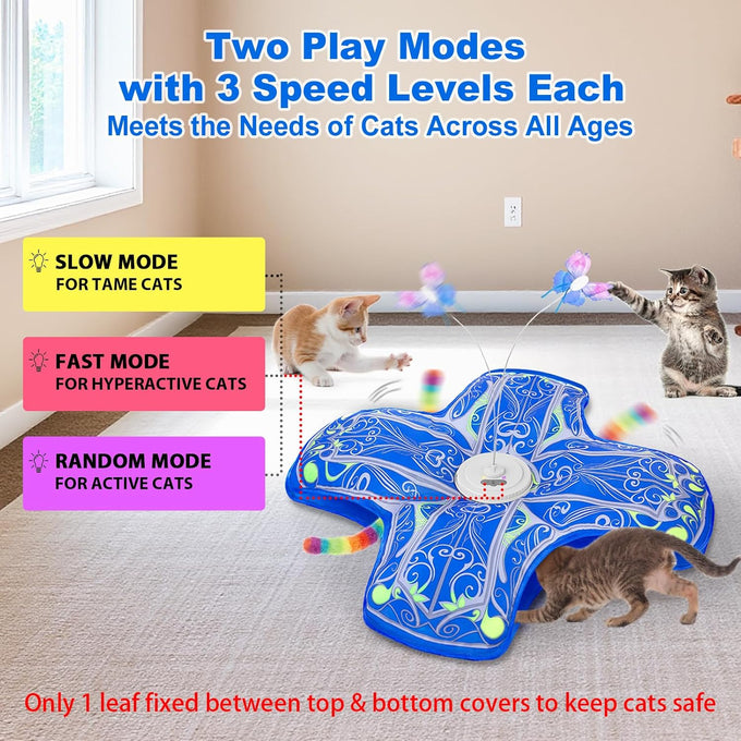 Qraxond Rechargeable Touch Activated Hide and Seek Kitten Toy for Indoor Cats, Blue