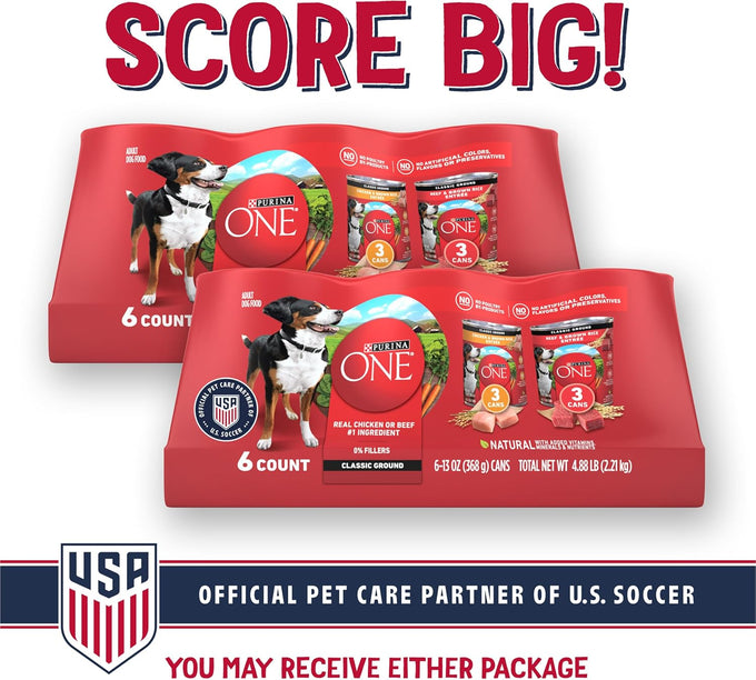 Purina ONE Classic Ground Chicken & Beef Wet Dog Food Variety Pack