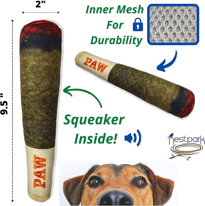 Nestpark Doggy Doobie plush squeaky toy for medium, small, and large dogs cool stuffed gift