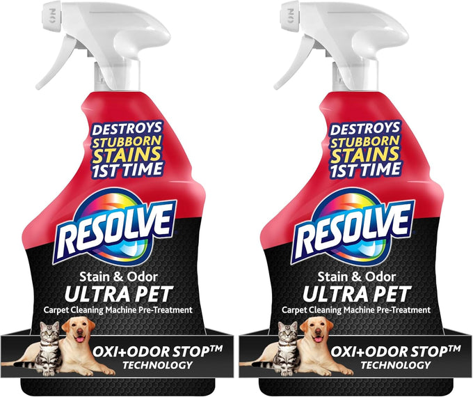Resolve Ultra Pet Carpet Cleaner Spray, 32oz, for removal of pet stains and odors, effective on carpets, upholstery, and area rugs
