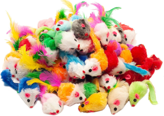 Fashion's Talk assorted mice cat toys fuzzy rattle mouse 48-count for indoor cats