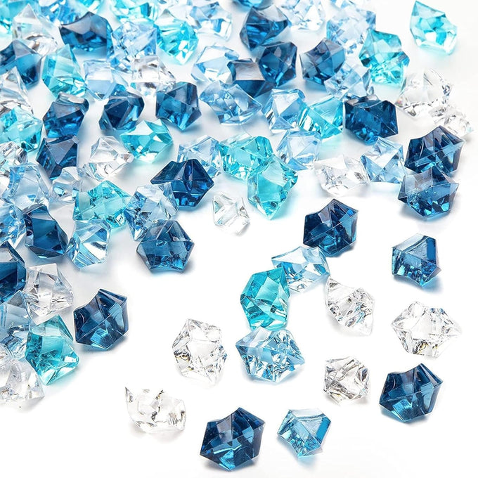 DomeStar 150PCS Assorted Blue Fake Ice Rocks, Aquarium Gravels for Fish Tanks Decorations and Home Table Scatter