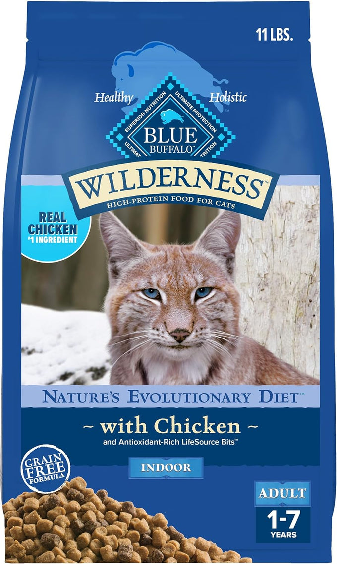 Blue Buffalo Wilderness High-Protein Grain-Free Dry Cat Food, Chicken, 11-lb. Bag