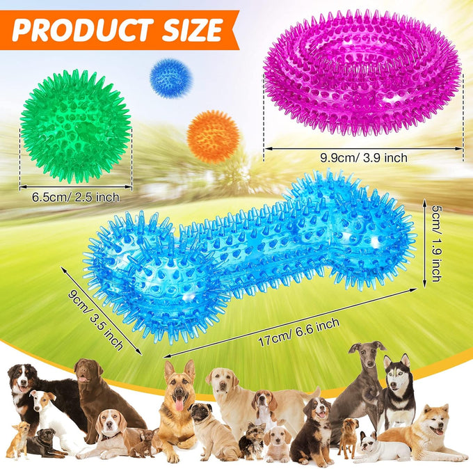 Yunsailing 9 piece dog squeaky toys set, TPR rubber pet chew toys for small medium size dogs teething and training