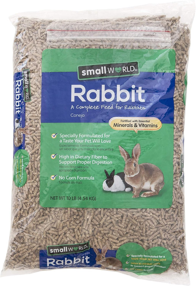 Small World Rabbit Complete Feed Pellets, Fortified with Essential Vitamins & Minerals, 10 lb Resealable Bag