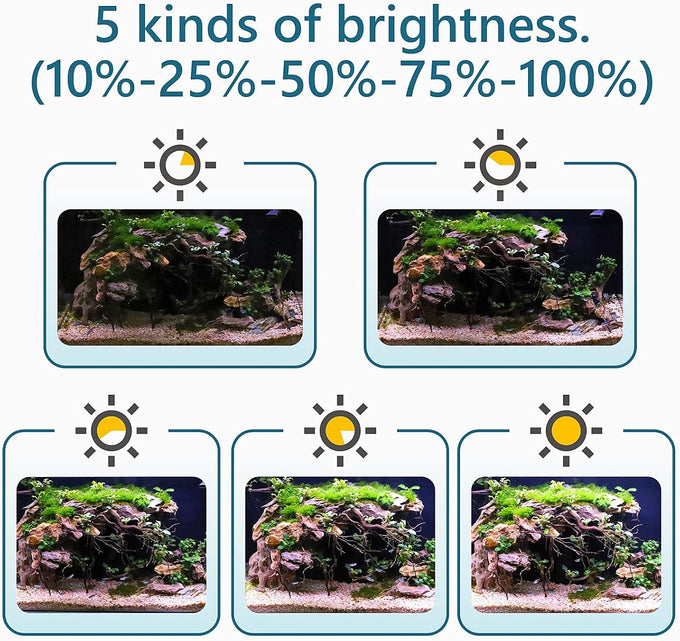 hygger 14w clip on aquarium LED light with 7 colors and adjustable timer for planted tank 12~20in