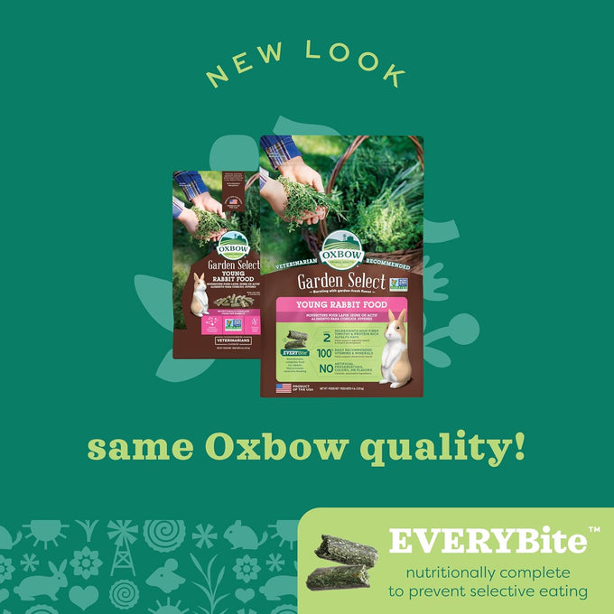 Oxbow Garden Select Young Rabbit Food, Made with Alfalfa, Non-Gmo, Soy-Free, Wheat-Free, 4 Lb Bag, Usa Made, High Fiber