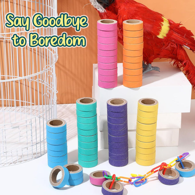 skyygemm 60 pcs durable cardboard parrot toys for medium large birds, macaw, african greys, cockatoos, eclectus senegal