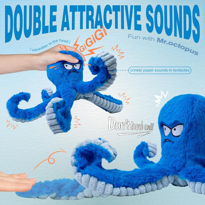 legend sandy blue octopus crinkle squeaky dog toys for large aggressive chewers durable tough
