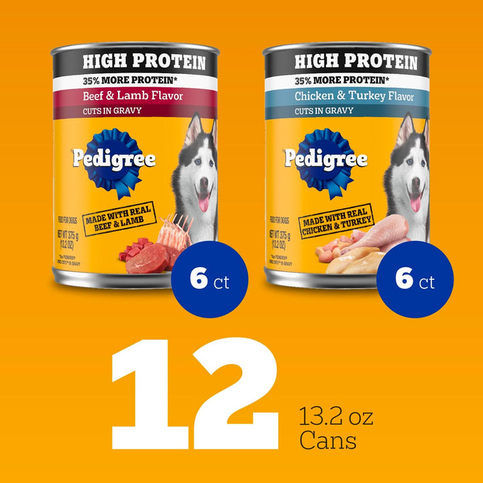 Pedigree High Protein Wet Dog Food, Variety Pack, 13.2 oz