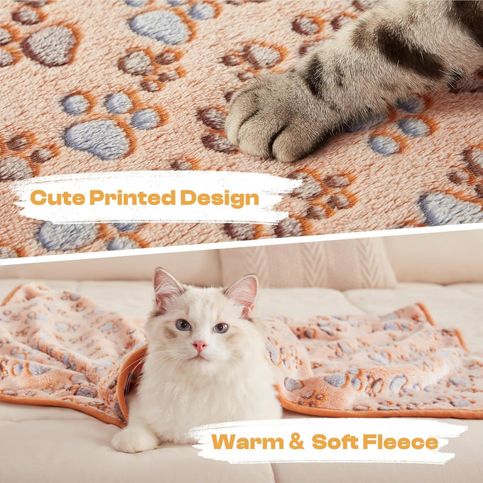 luciphia 1 pack 3 small 23x16 inch super soft fluffy premium fleece pet blank blanket flannel throw brown/pink/white