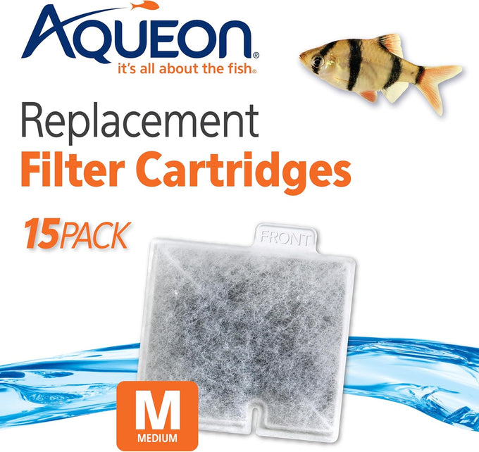 Aqueon Medium Aquarium Fish Tank Replacement Filter Cartridges 15 Pack Dual-Sided