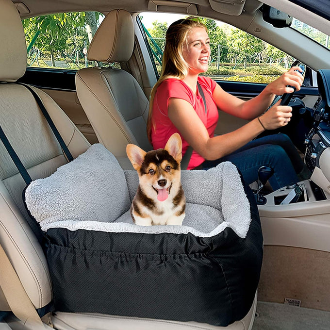 BurgeonNest dog car seat for small dogs, under 25 lbs, black, soft pet car travel home bed with storage