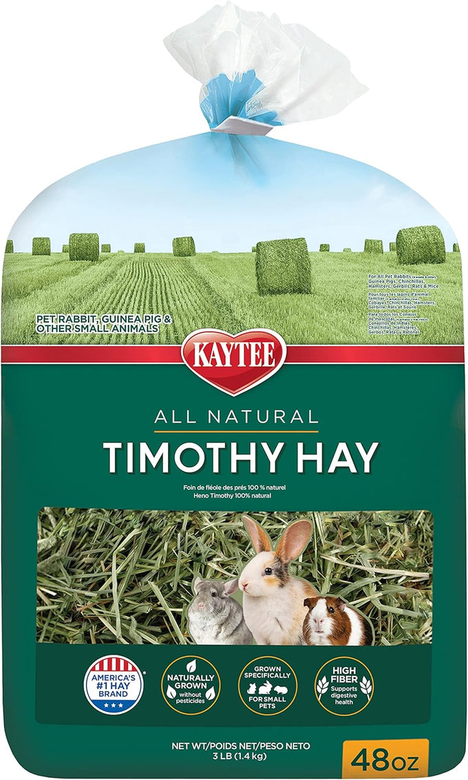 Kaytee Timothy Hay, High Fiber, Farm Fresh for Small Pets, Rabbits, Guinea Pigs, Chinchillas, 48 Ounces