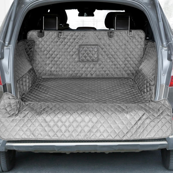 PETICON SUV cargo liner for dogs, waterproof pet cargo cover with bumper flap protector, non-slip, large universal fit, black