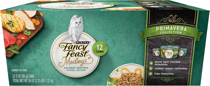 Purina Fancy Feast Medleys Primavera Wet Cat Food Variety Pack, 2 Packs of 12, 3 oz. Cans, Artificial-Free