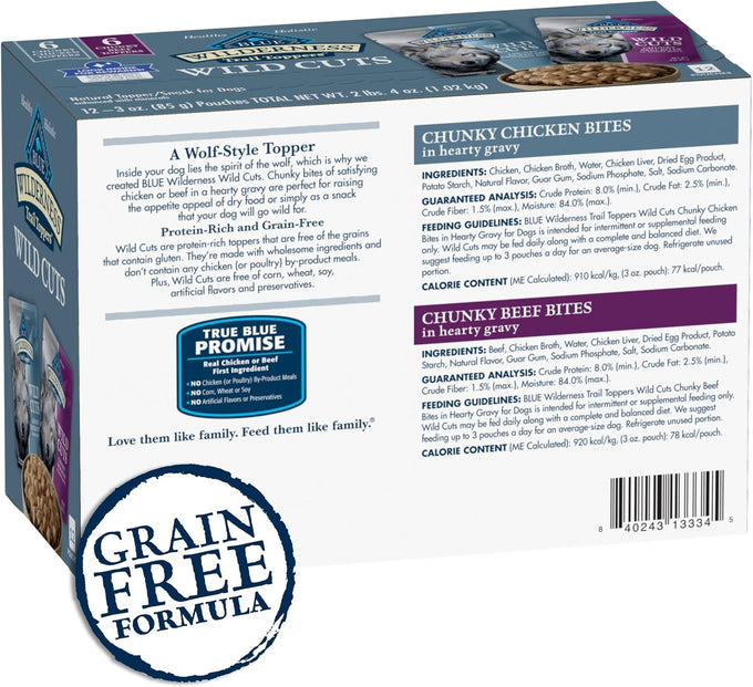 Blue Buffalo Wilderness Trail Toppers Wet Dog Food Variety Pack, Chicken & Beef