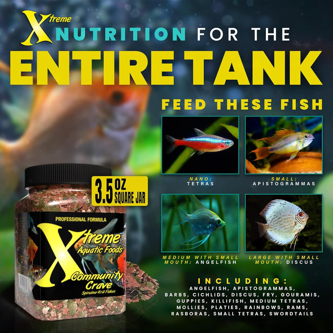 Xtreme Xtreme Community Crave Flake 3.5oz Krill Spirulina Blend for Aquarium Fish Nutrition