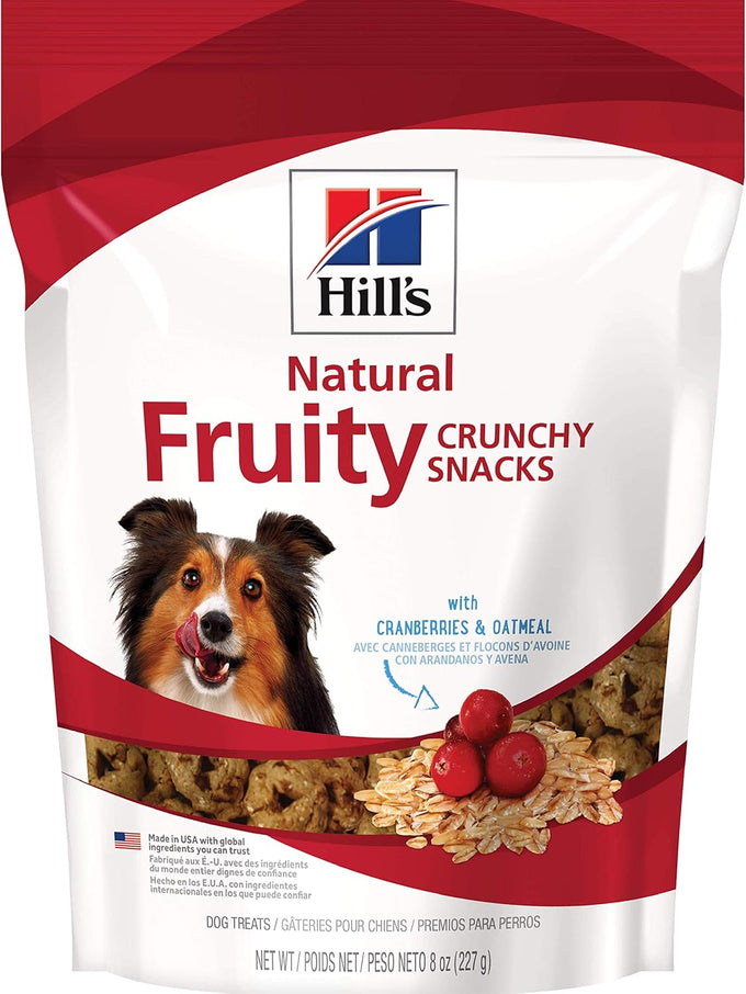 Hills natural dog treats crunchy cranberries oatmeal 8 oz bag US made
