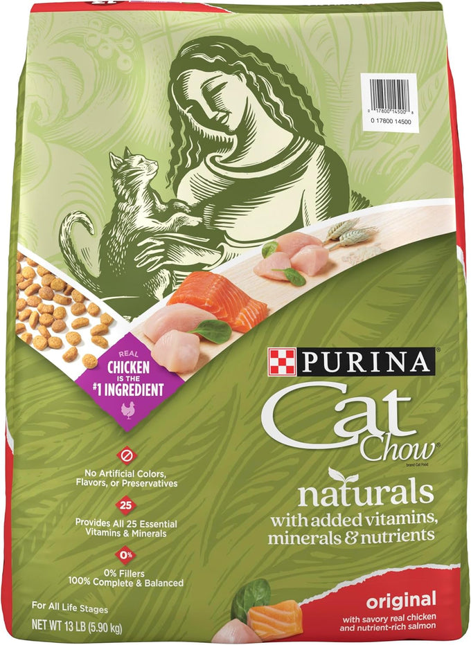 purina naturals original cat food 13 lb dry cat food for indoor cats with natural ingredients