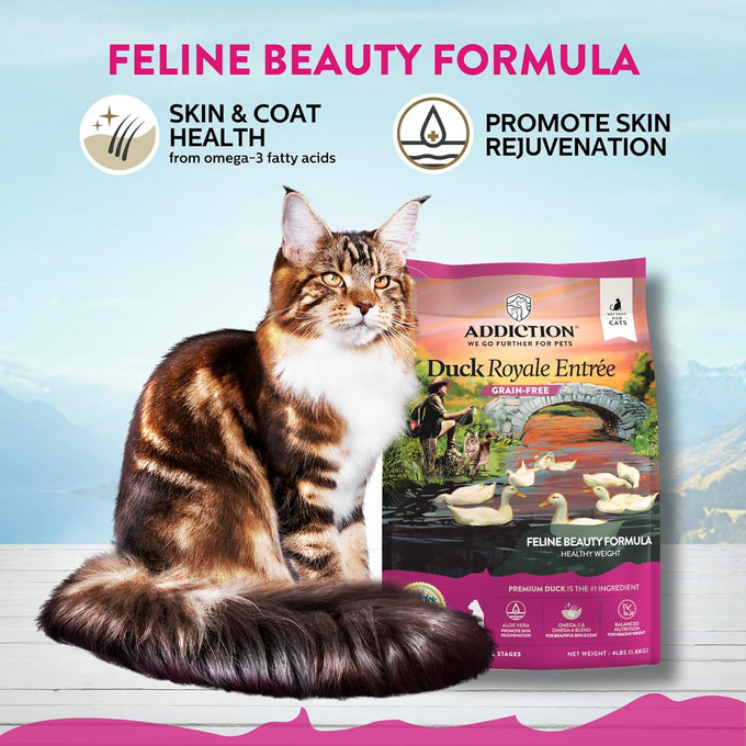Addiction Duck Royale - 4lbs Cage-Free New Zealand Duck Recipe Grain-Free Dry Cat Food