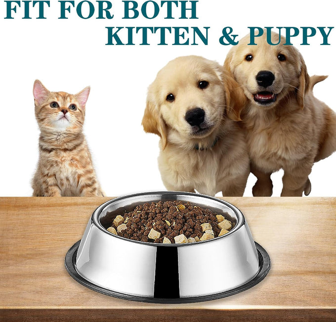 4.5-inch stainless steel cat food bowls set of 3 non-slip small pet feeding bowls for kitten puppy