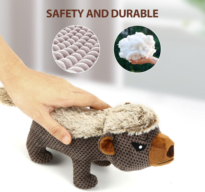 IOKHEIRA Dog Plush Toys for Aggressive Chewers, Grey, Medium and Large Breed