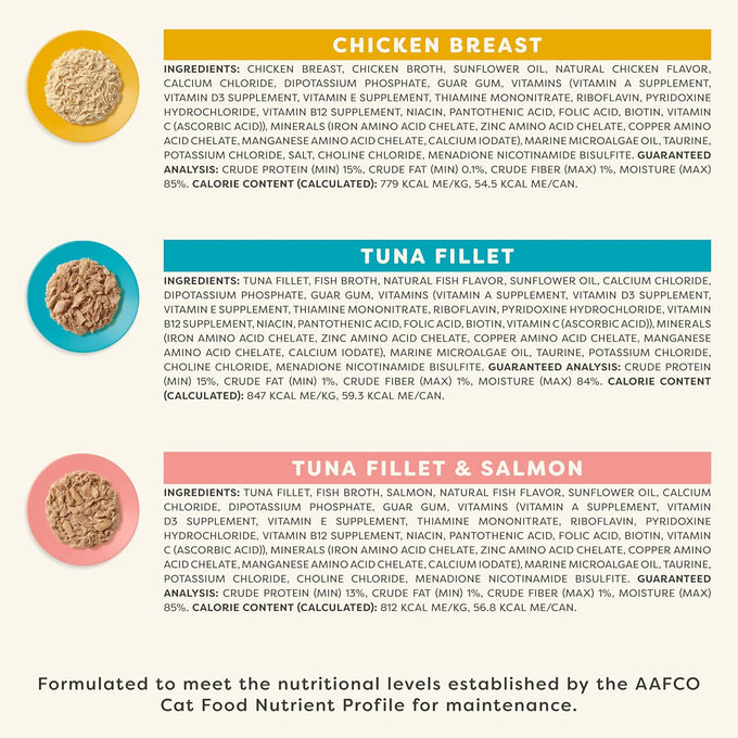 aplaws vitality wet cat food in broth, 12 count, 5.5 oz cans, grain-free, carrageenan free, variety selection