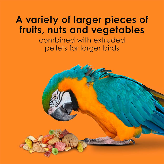 Kaytee Fiesta Big Bites macaw food nutritious fun blend supports skin feather digestion brain heart health 10 pounds large premium ingredients