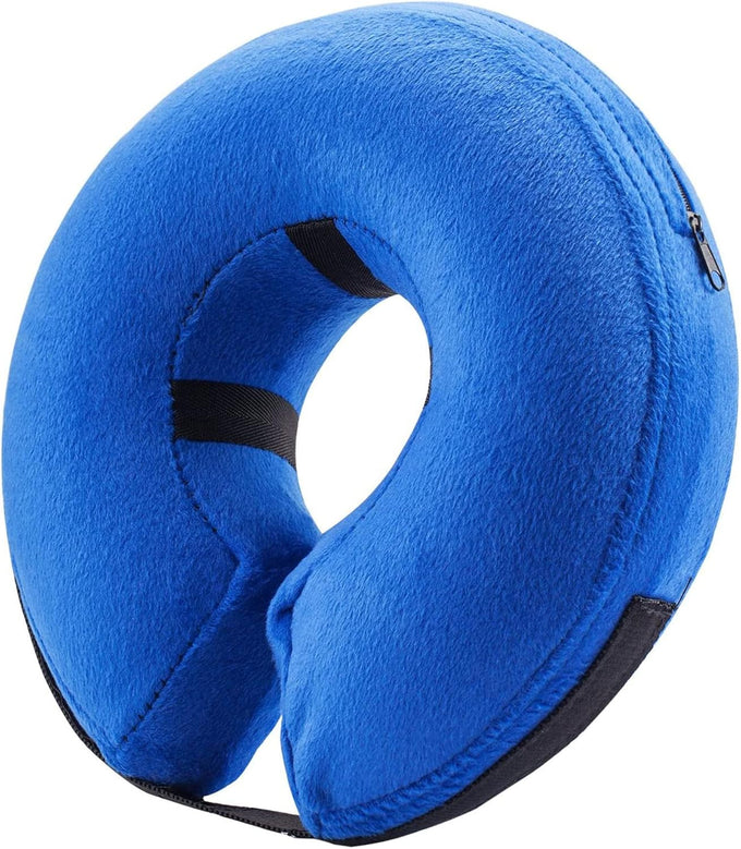 BENCMATE soft inflatable dog cone collar alternative for small medium large dogs and cats, medium, blue